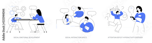 Kids emotional management abstract concept vector illustrations.