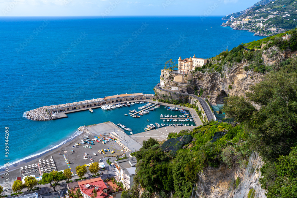 The Harbor in Maiori seen from above on the lemon trail on the Amalfi Coast in Italy