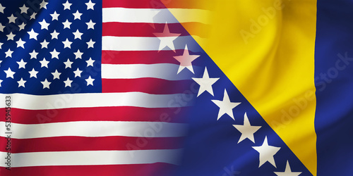 Photography Bosnia and Herzegovina,USA flag together