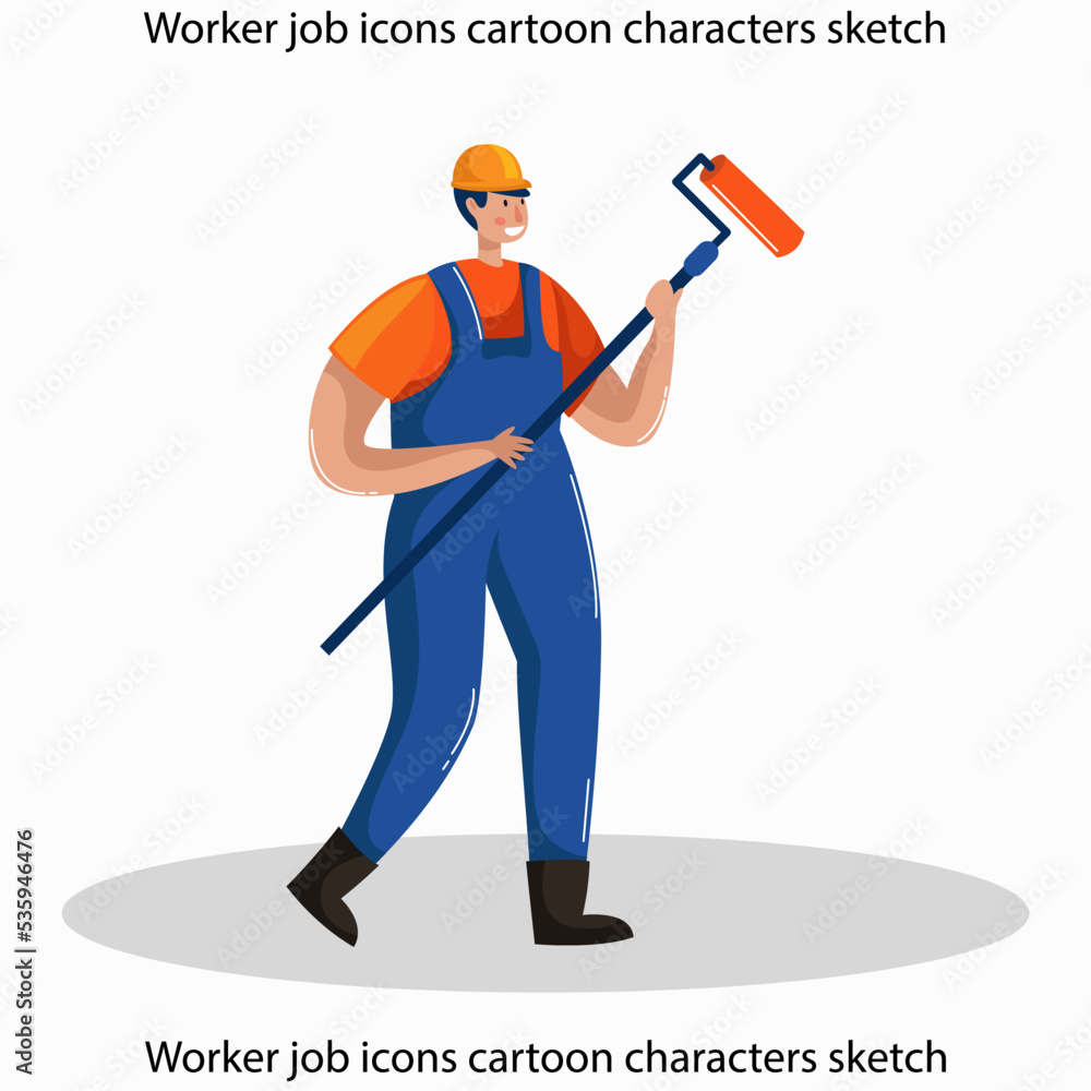 Worker job icons cartoon characters sketch Worker job icons cartoon characters sketch