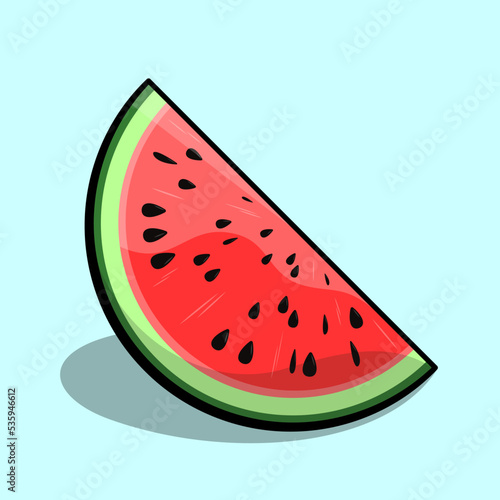 Watermelon flat illustration. Stylized vector element isolated on white background. Best for web, print, package, advertising, logo creating and branding design.