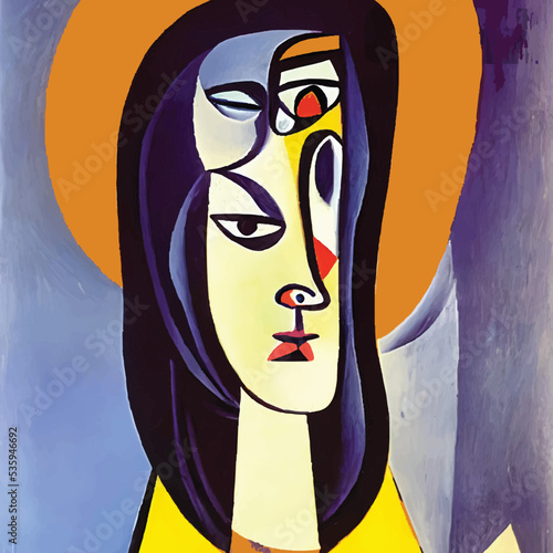 Abstract woman painting graphic trendy artwork.