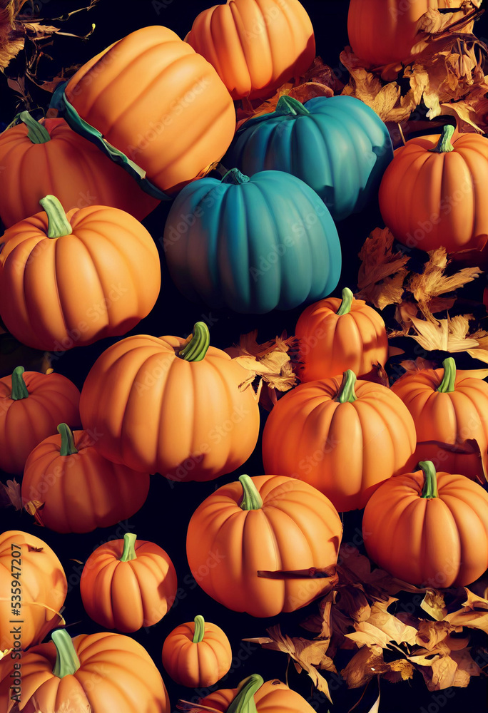 Halloween orange and teal pumpkins Halloween orange and teal pumpkins