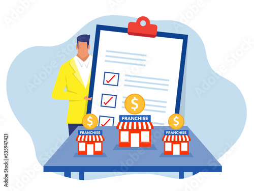 businessman expand small business or franchise branch expansion strategy of financial marketing planning for investment vector illustrator