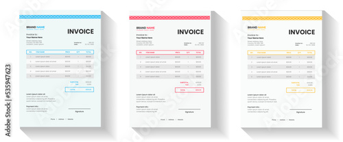 Corporate business  invoice template business branding identity design template in 4 different color