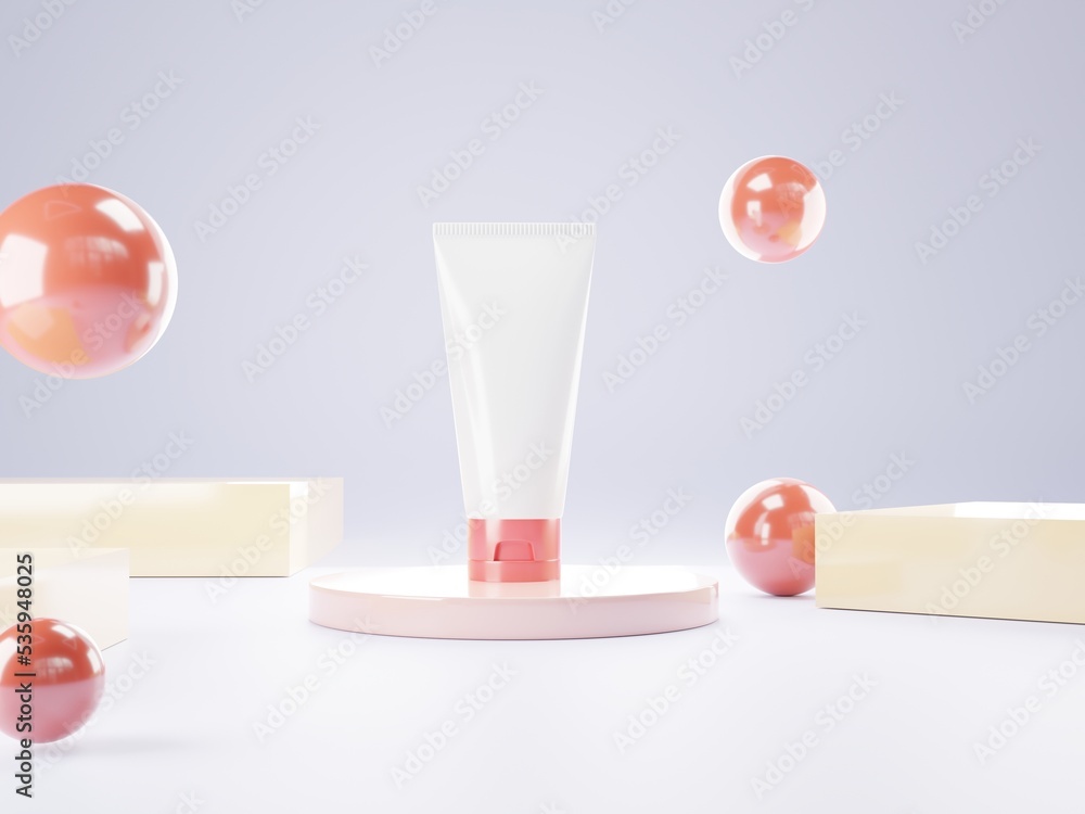 3d render skincare blank bottle packaging. beauty and spa concept    Cosmetic podium, Scene to show the cosmetic product. The creamy texture is light. Soft texture, gentle. 