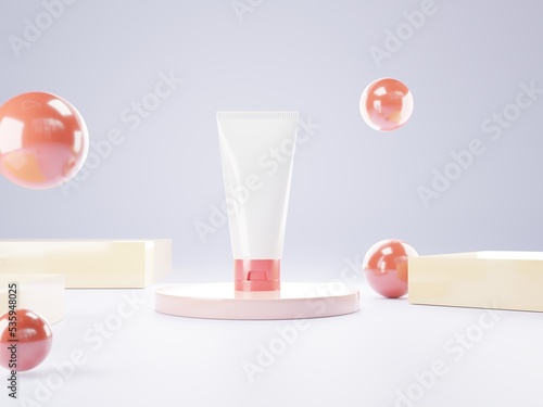 3d render skincare blank bottle packaging. beauty and spa concept    Cosmetic podium, Scene to show the cosmetic product. The creamy texture is light. Soft texture, gentle. 