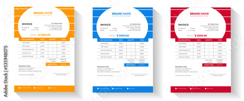 Corporate business  invoice template 4 different color 