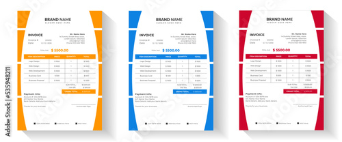 Creative invoice Template in four different color for your business