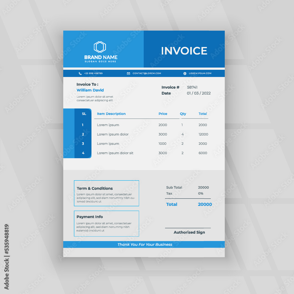 Creative clean invoice template design Creative clean invoice template design