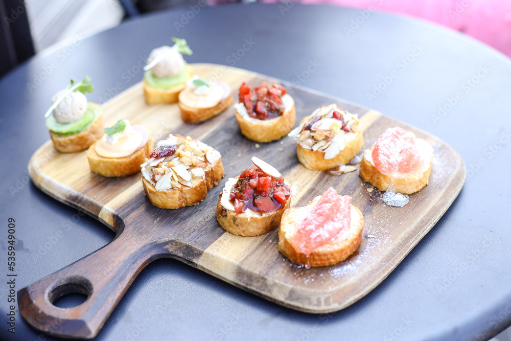 canape with salmon and cheese