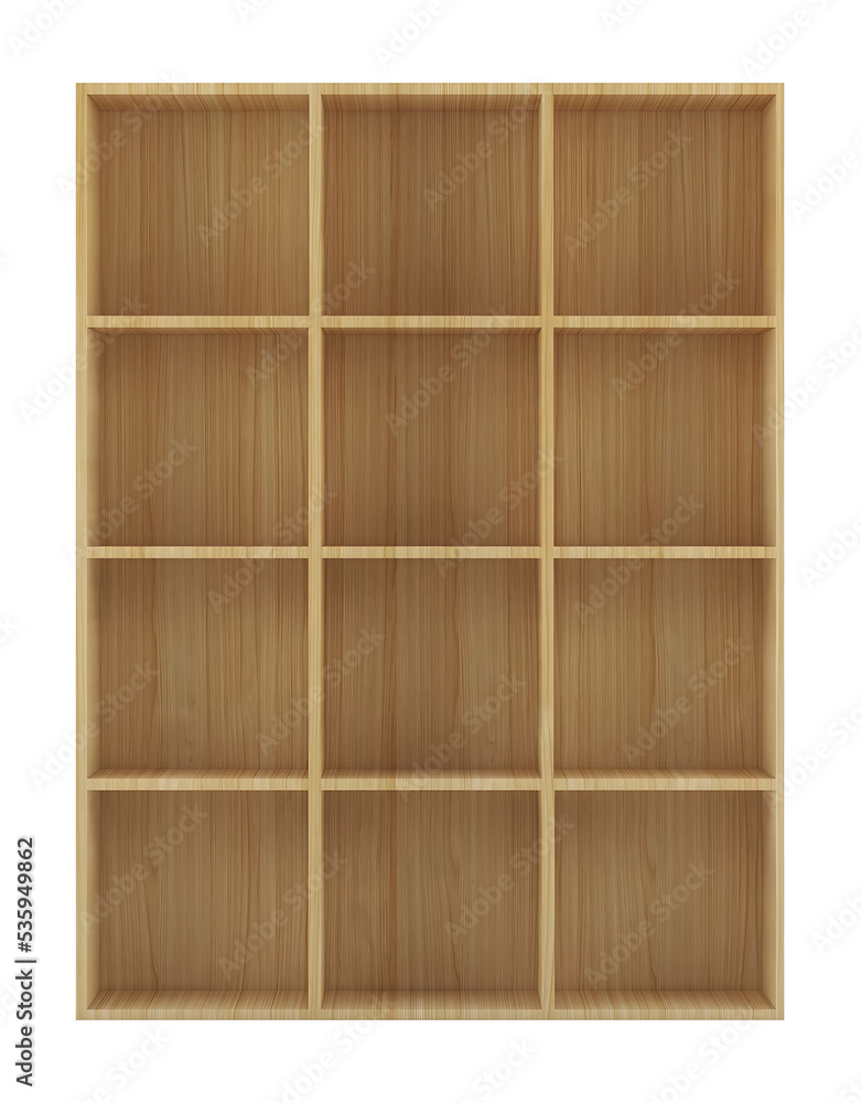 12 rows empty wooden rack mockup. Png