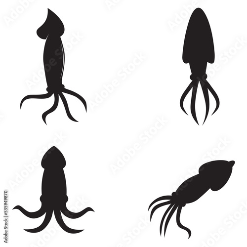 Set of Squid icon logo illustration free vector