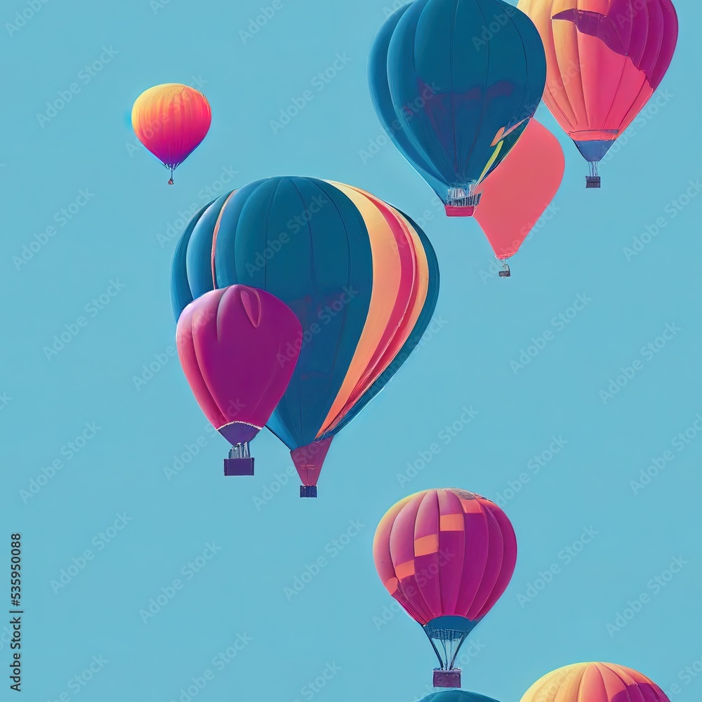 Fototapeta premium Many colorful balloons on the sky, Seamless pattern concept.