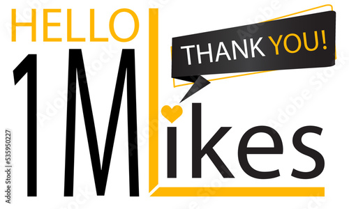 Thank you 1M Design like. Celebrating 1000000 or one million likes. Vector illustration.