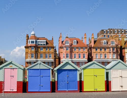 Historic and famous highly colourful beach hut of Hove photo