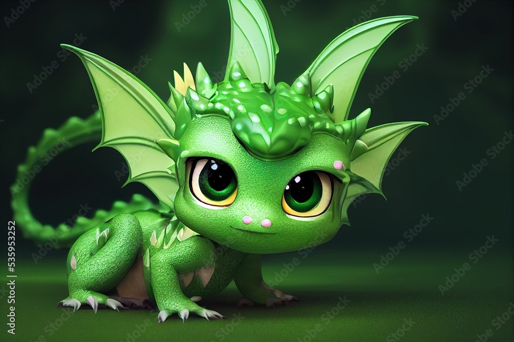 3D rendered computer generated image of an adorable kawaii baby dragon. Modern animation style with cute dragon look. Photorealistic fantasy background and reptile scale texture 3D rendered computer generated image of an adorable kawaii baby dragon. Modern animation style with cute dragon look. Photorealistic fantasy background and reptile scale texture