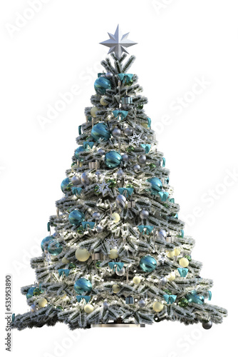 Blue decorated christmas tree