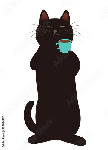 Wallpaper Mural コーヒー休憩でホッとする黒猫　背景透明 Torontodigital.ca