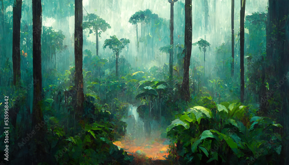 Amazon rain forest beautiful trees in green summer Amazon rain forest beautiful trees in green summer