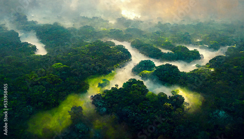 Amazon river rain forest trees from avobe the sky © AloneArt