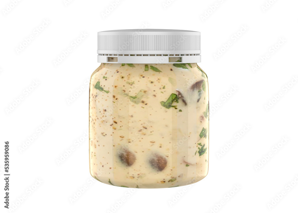 mushroom sauce jar isolated on white background. 3d illustration mushroom sauce jar isolated on white background. 3d illustration