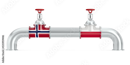 Baltic pipe. Pipeline between Norway and Poland on white background. Isolated 3D illustration