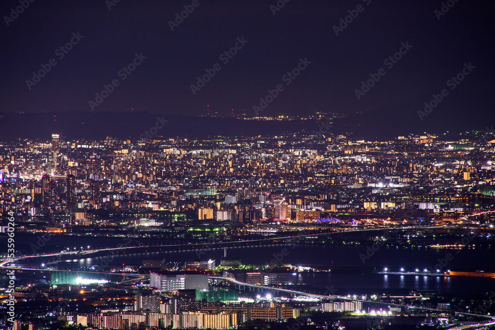 六甲山から大阪方面を望む夜景