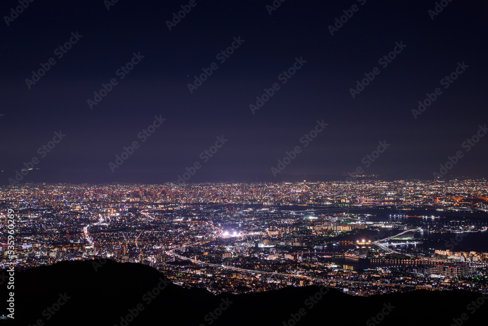 六甲山から大阪方面を望む夜景