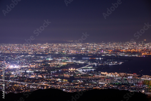 六甲山から大阪方面を望む夜景