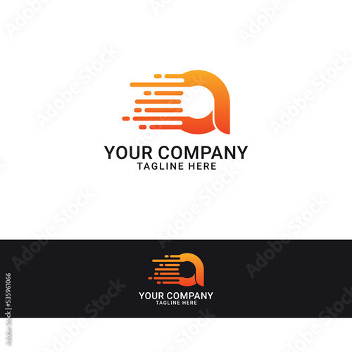 Initial A Letter Fast Speed Logo vector icon.
