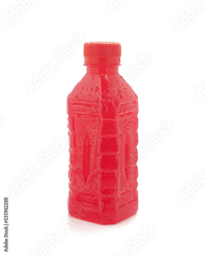 Bottled fruit juice isolated on a white background