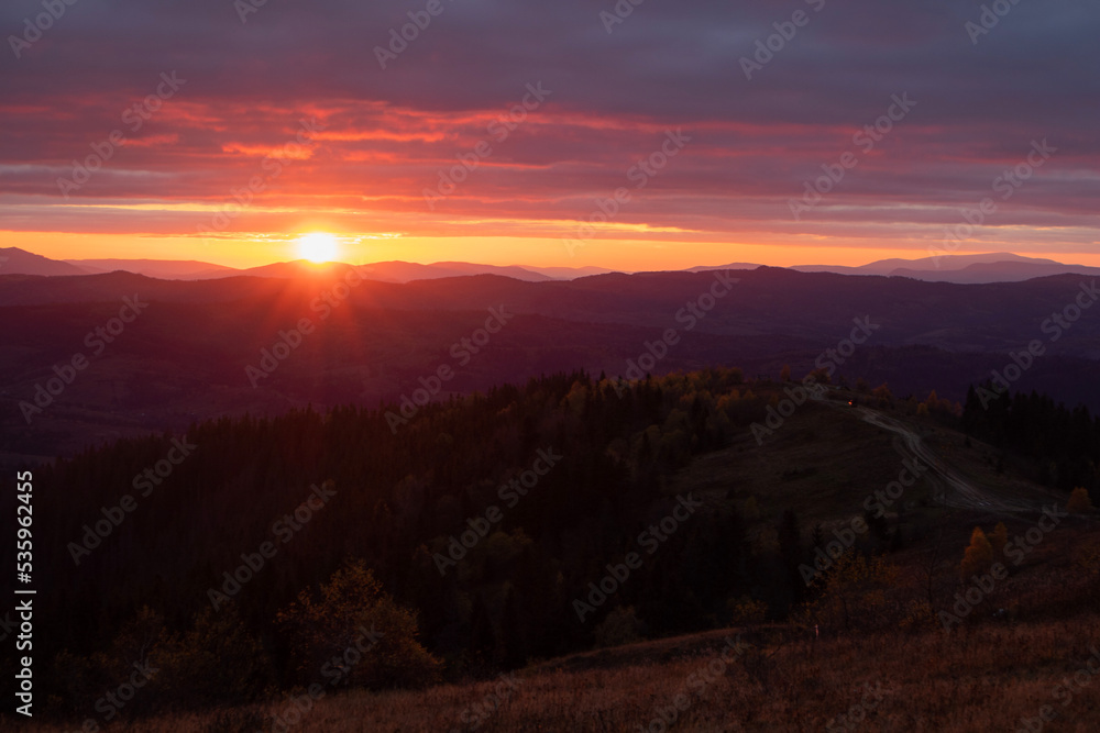 sunset in the mountains sunset in the mountains