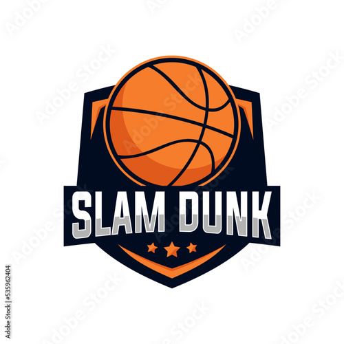 basketball vector graphic template. sport basket illustration in badge emblem patch label style.