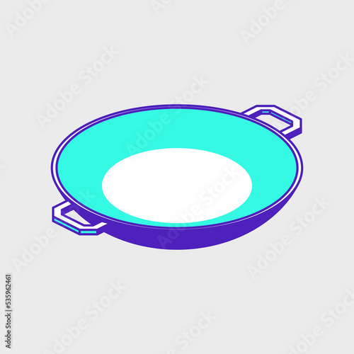 Wok frying pan isometric vector icon illustration