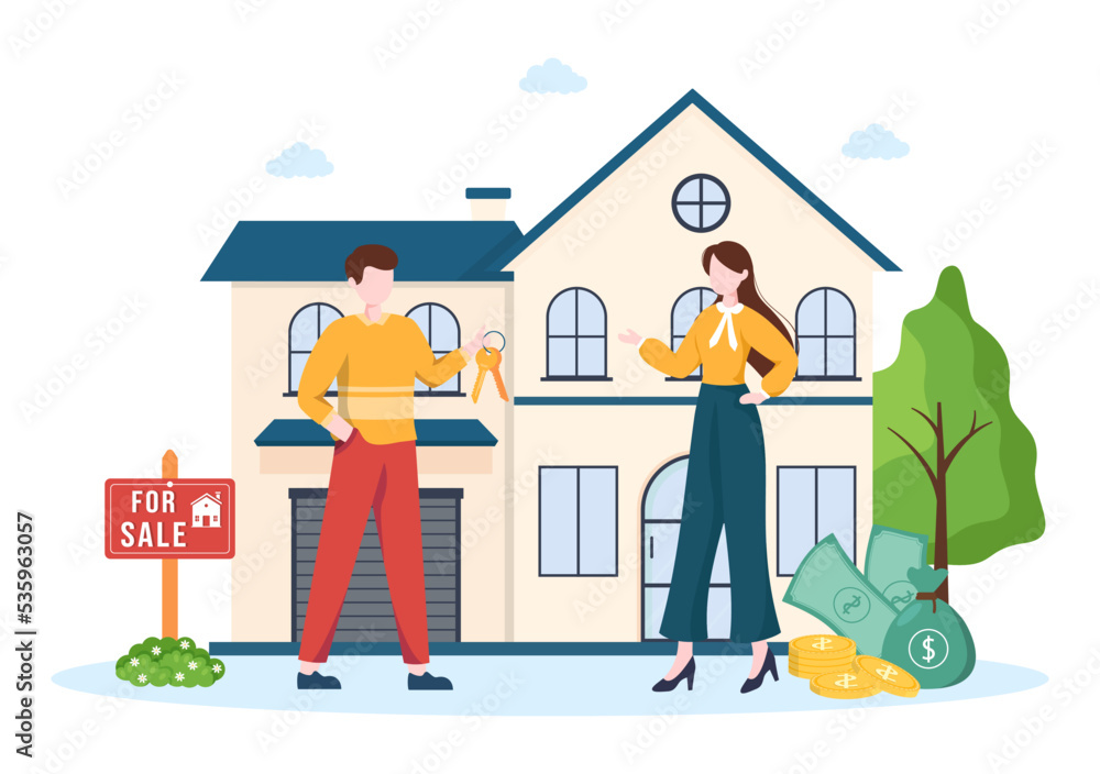 Land Broker Template Hand Drawn Cartoon Flat Illustration with Bridging Investors or Buyers and Sellers Agent for Buy, Rent and Sell Property Land Broker Template Hand Drawn Cartoon Flat Illustration with Bridging Investors or Buyers and Sellers Agent for Buy, Rent and Sell Property