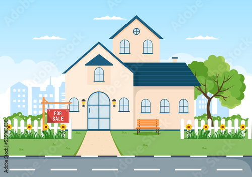 Land Broker Template Hand Drawn Cartoon Flat Illustration with Bridging Investors or Buyers and Sellers Agent for Buy, Rent and Sell Property