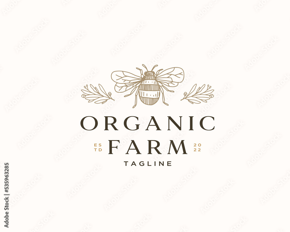Honey Farm and Bee Logo Template