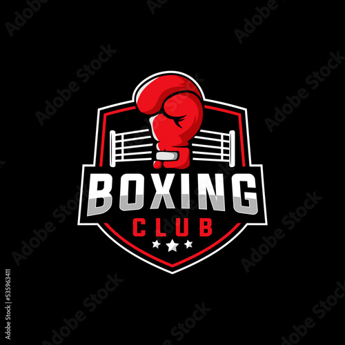 boxing vector graphic template. sport boxer illustration in badge style.