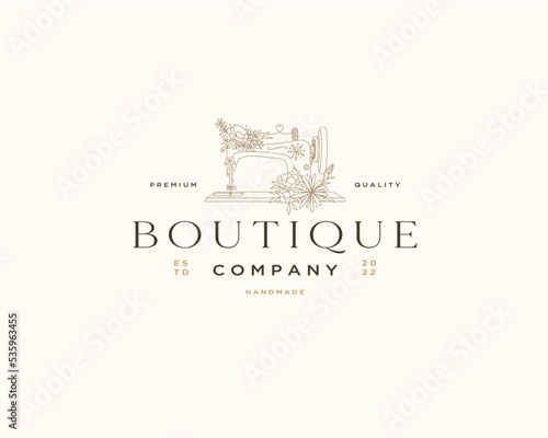 Hand Drawn Tailor Logo Template, Knitting Logo, Sewing Logo, Clothing Logo, Thread Ball Logo, Fashion Logo