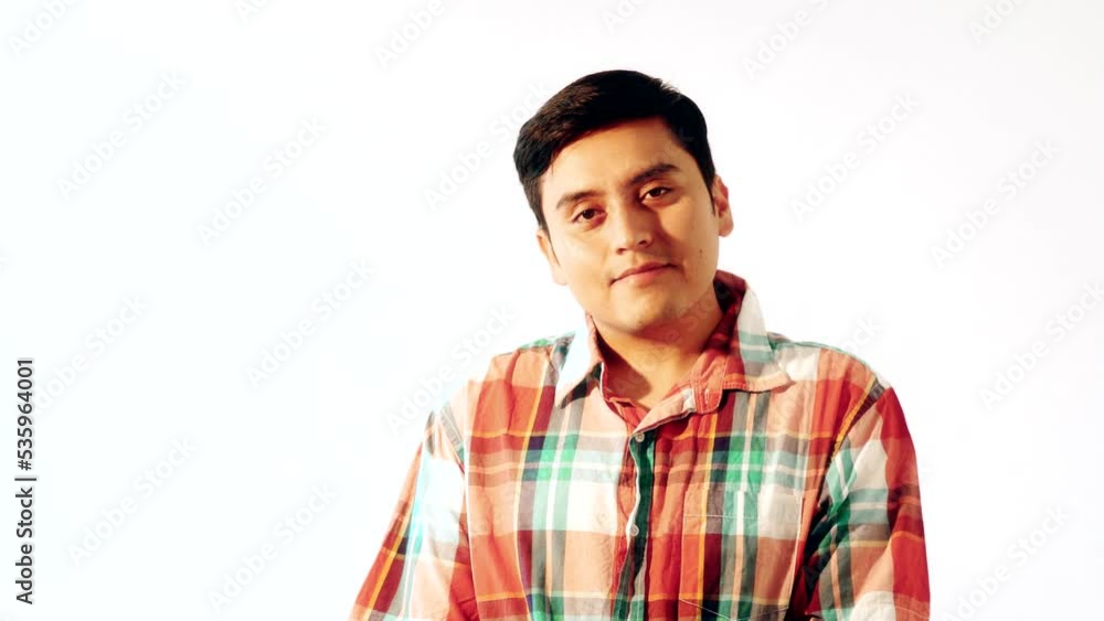 Friendly smiling man with copy space and white background Friendly smiling man with copy space and white background
