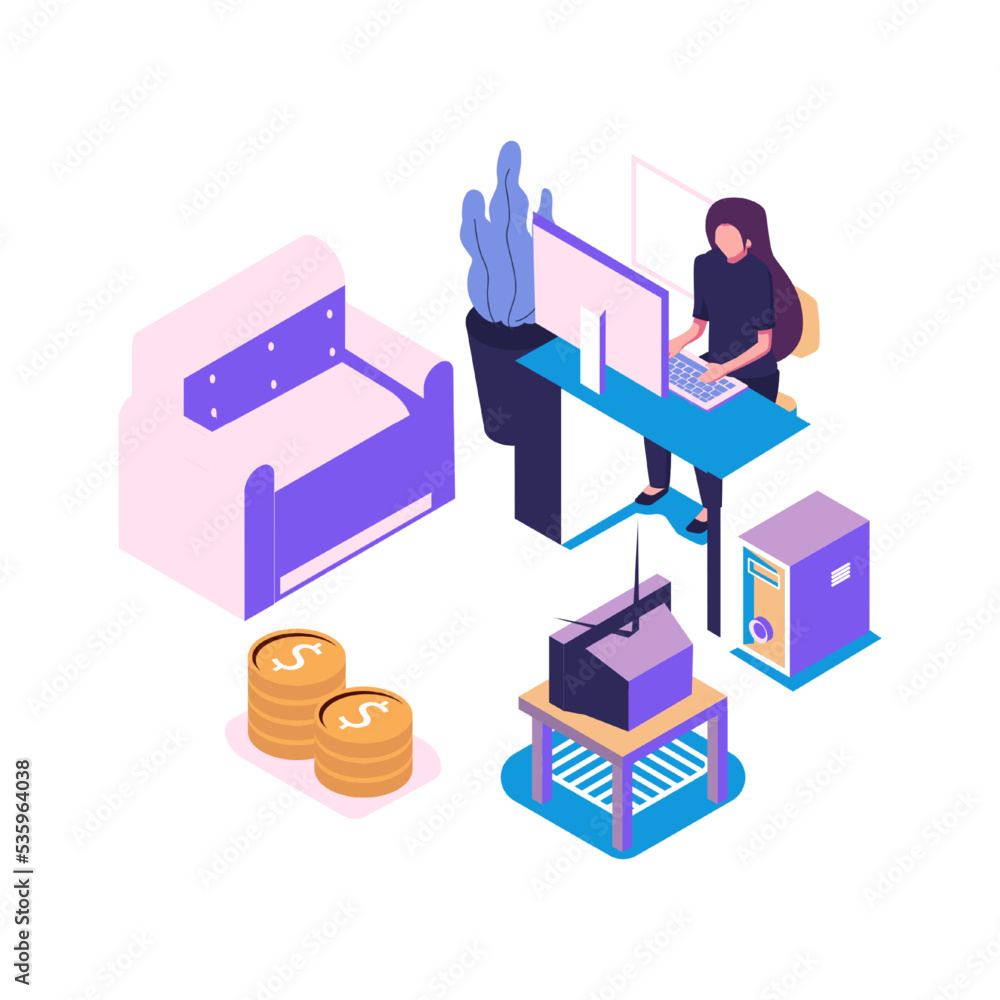 Fototapeta premium Become a freelancer flat style illustration design