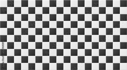 Seamless black and white checkered tile square pattern. Wallpaper, Print. Vector illustration.