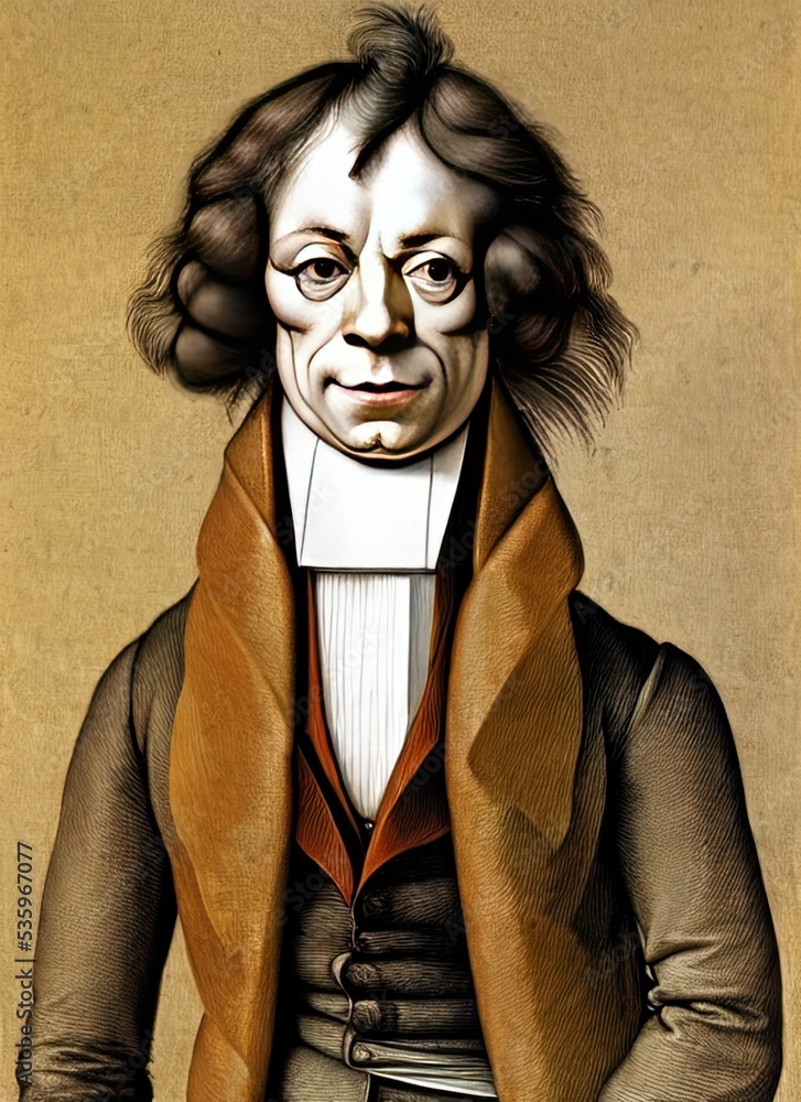 Michael Faraday caricature portrait satire original art fair use