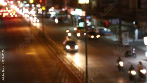 motion blue traffic on the road at night