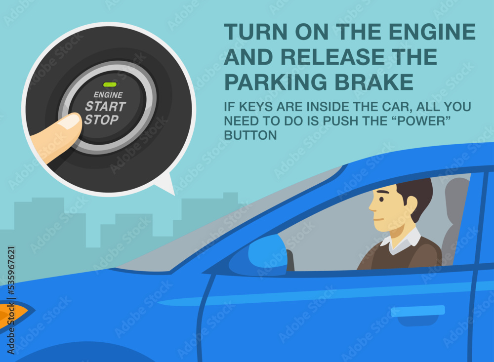Safe driving tips and rules. Turn on the engine and release the parking