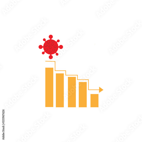 the economic impact of covid weakens symbol icon vector illustration design