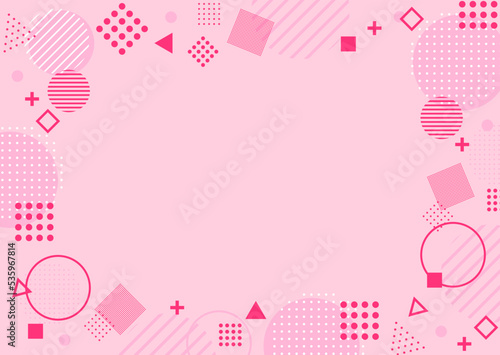 幾何学模様のお洒落な抽象背景フレーム　ピンク　横