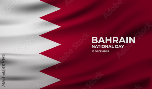 Bahraini memorial holiday 16th of December with 3D flag. Bahrain happy national day greeting card, banner with template text vector illustration. 