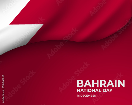Bahraini memorial holiday 16th of December with 3D flag. Bahrain happy national day greeting card, banner with template text vector illustration. 